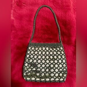 Elegant Silver Beaded Women's Bag